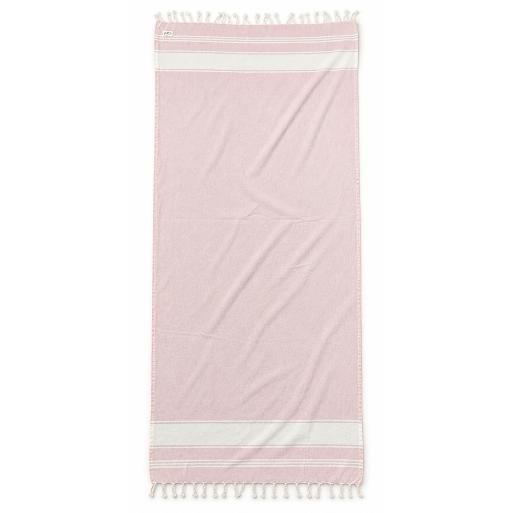 Lane Linen Turkish Beach Towel Pink White Striped Tassel Fringe Cotton Blend
